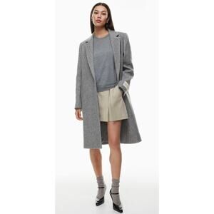 Babaton L The Stedman Coat - Soft Wool Cashmere herringbn grey/white